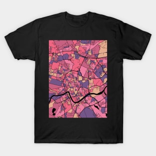 Kraków Map Pattern in Purple & Pink T-Shirt